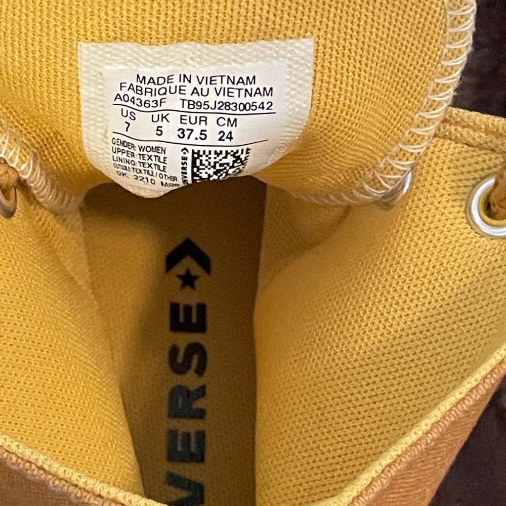 Converse All Star Chuck Taylor High Tops Mustard Sz 7 - Picture 9 of 12